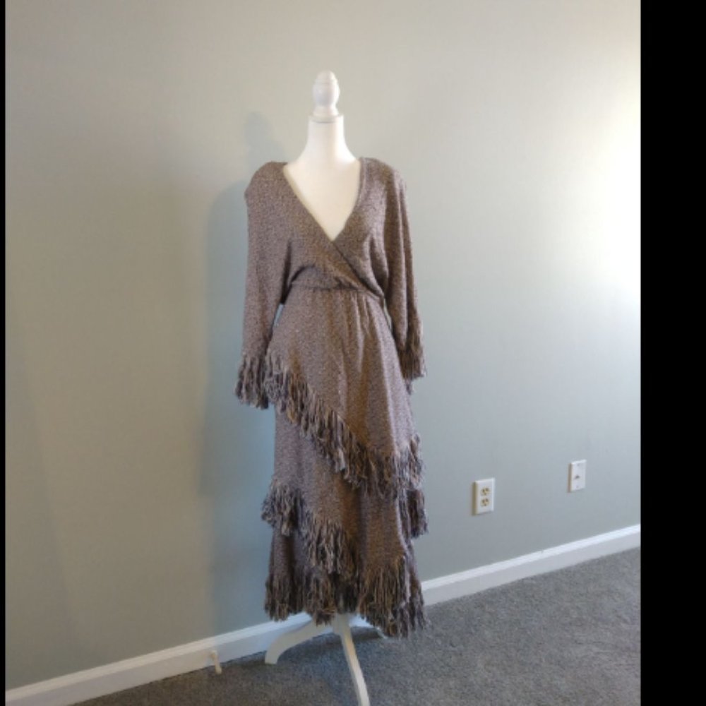 FRAMED $551 COLORADO FRINGE MIDI DRESS Sz S
